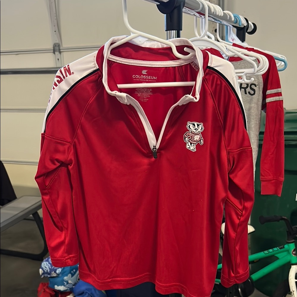 Colosseum Red and White Quarter-Zip long sleeve